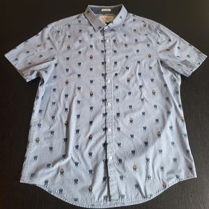 Original Penguin Charcoal Grill Print Short Sleeve Shirt Size Large